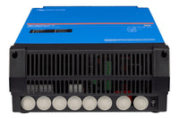 Bottom connection panel of the MultiPlus-II showing seven cable glands and the main power rocker switch