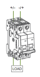 Technical schematic showing load and non-polarised input connections