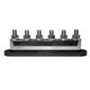 Side view of busbar with cover removed exposing heavy-duty M10 connection points