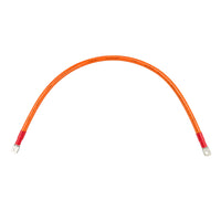 Arched 1000mm orange 50mm² battery cable with red heat shrink and M8 ring terminals
