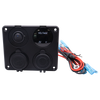Front view of 4-gang panel with closed dust covers and included wiring harness