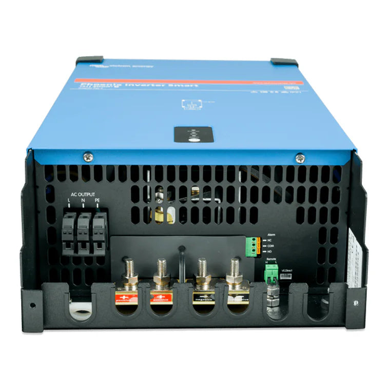 Bottom connection panel with M8 battery bolts, AC terminals and communication ports