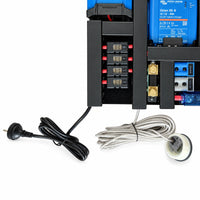 Close-up of the AC power plug and networking cable for the pre-wired board