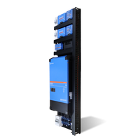 Angled side view of pre-wired Victron power board showing stacked components and cable ducting