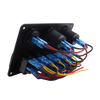 Rear view of switch panel displaying pre-wired harness with connectors and fuses