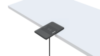 Cross-section render showing the charger recessed into a white dashboard surface