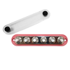 Red 300A busbar with six M10 studs and a detached clear protective cover next to it