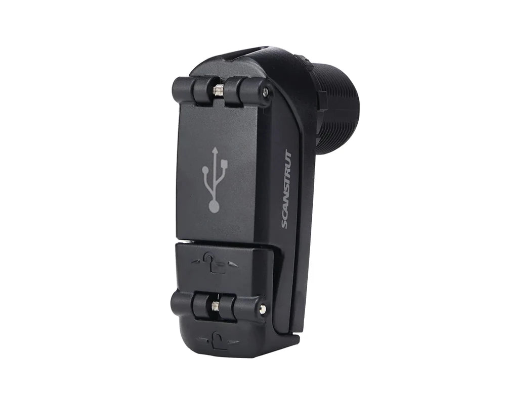 Black Scanstrut ROKK Charge Pro socket with waterproof lid closed
