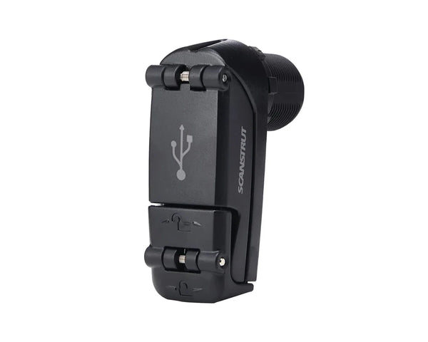 Black Scanstrut ROKK Charge Pro socket with waterproof lid closed