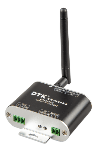 Side perspective view of the RS485 to Zigbee converter with dipole antenna