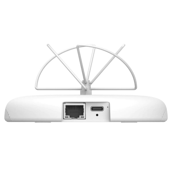 Rear view showing 10/100 Mbit Ethernet port and USB-C power input