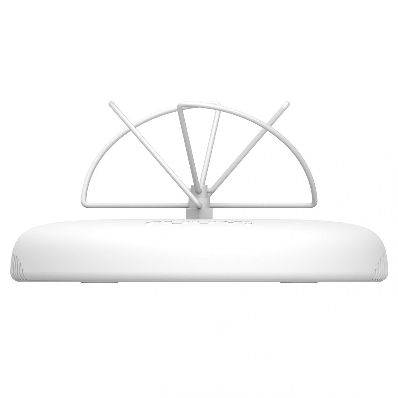 Side profile of white gateway router showing the wire antenna structure