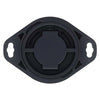 Rear view of RuuviTag Pro sensor showing twist-lock battery cover and mounting holes