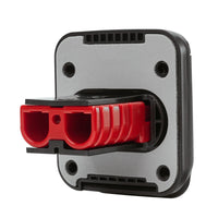 Rear view of the solar socket housing and red Anderson connector with foam gasket