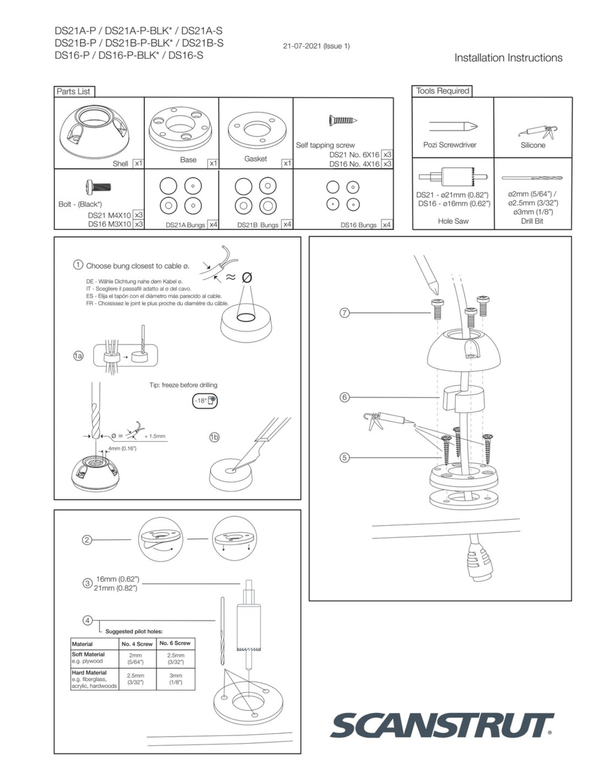 Step by step installation instructions for the Scanstrut DS range of cable seals