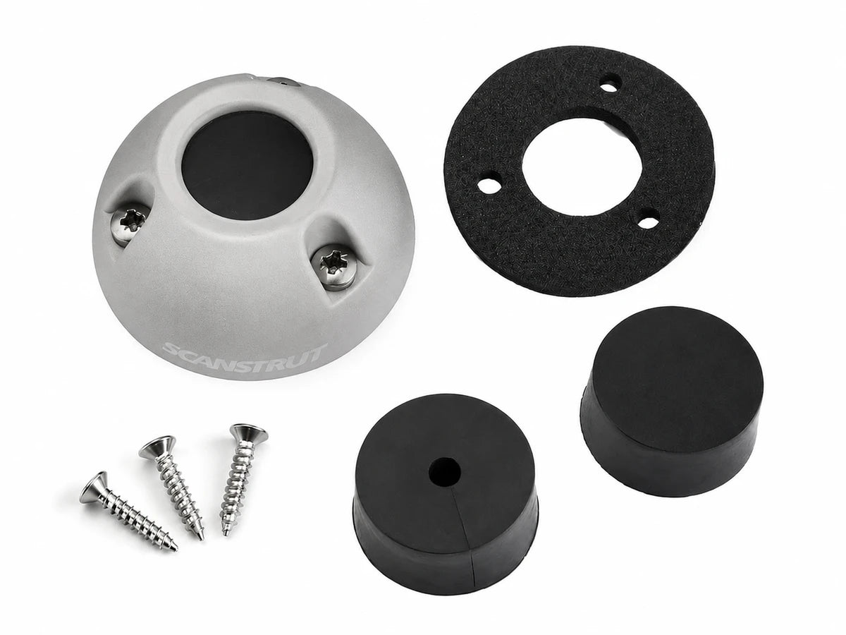 Components of the DS16-SL cable seal including dome, bungs, screws and gasket