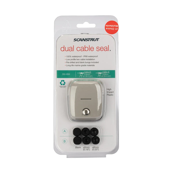 Retail packaging for Scanstrut DS-HD6 dual cable seal for 5mm to 6mm wires