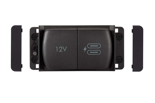 Front installation view showing mounting holes and bezel for the Scanstrut socket