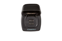 Front view of the charge socket with protective lid flipped open