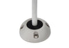 Grey dome-shaped marine cable seal with a white cable and black rubber bung