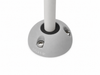 Grey vertical cable seal installed with white cable on a flat surface
