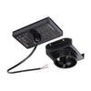Technical view of the charger module and mounting bracket with technical specifications label