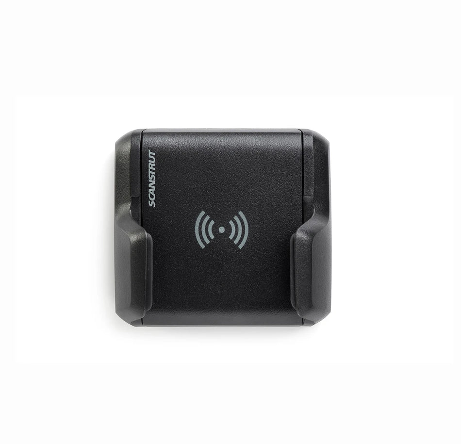 Compact 10W wall-mount wireless charger with closed spring-loaded grips in black