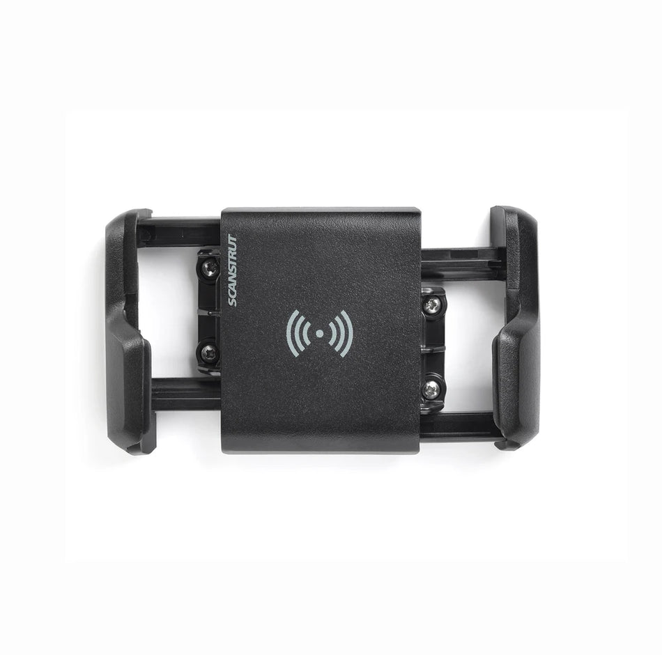Front view of 10W waterproof wireless charger with open adjustable side grips