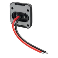 Rear view of solar input socket showing pre-soldered power cables and thick surface gasket
