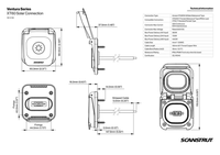 Dimensional drawing of Scanstrut solar socket showing height, width and mounting hole spacing