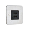Render of Scanstrut TILE dual USB-C socket in brushed stainless steel