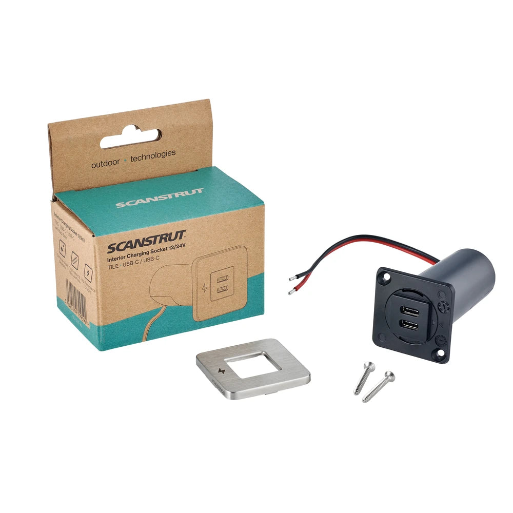 Scanstrut TILE USB-C socket with retail packaging and mounting hardware