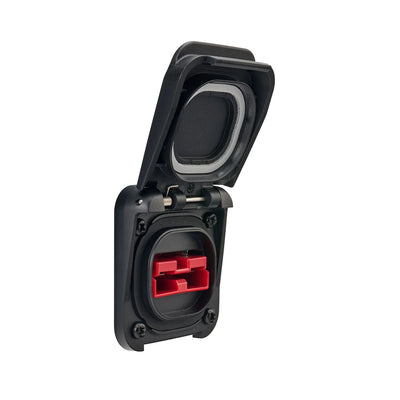 Scanstrut Ventura solar input socket with open flip lid and red 50A Anderson connector
