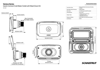 Dimensional drawings of Scanstrut Ventura water outlet