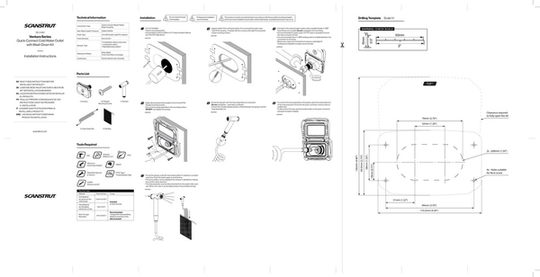 Installation instructions and drilling template for Ventura water outlet