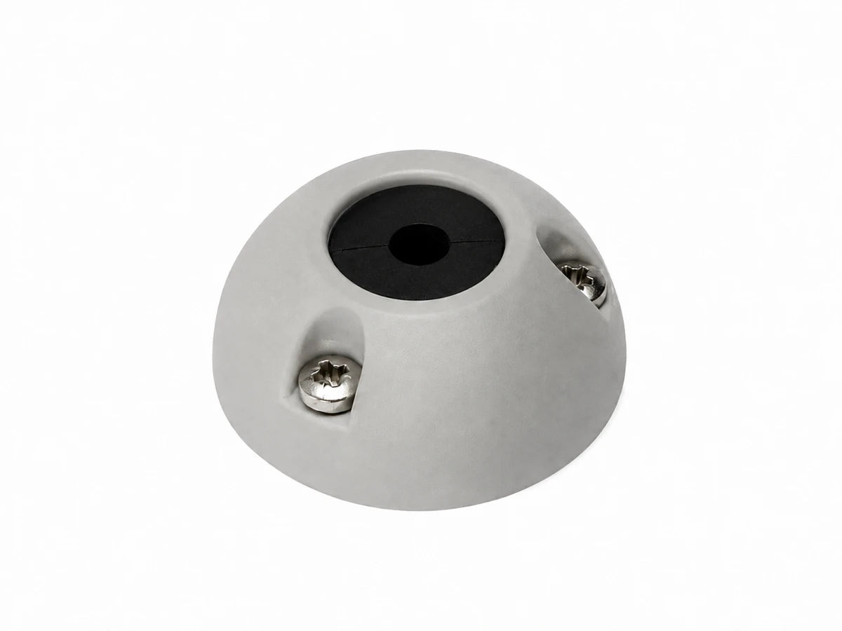 Perspective view of the domed Scanstrut cable seal housing with stainless steel fixings