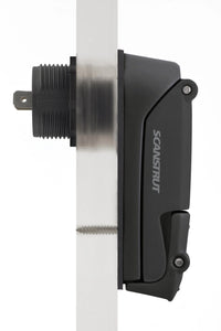 Side view of ROKK Charge Pro socket flush mounted on a panel