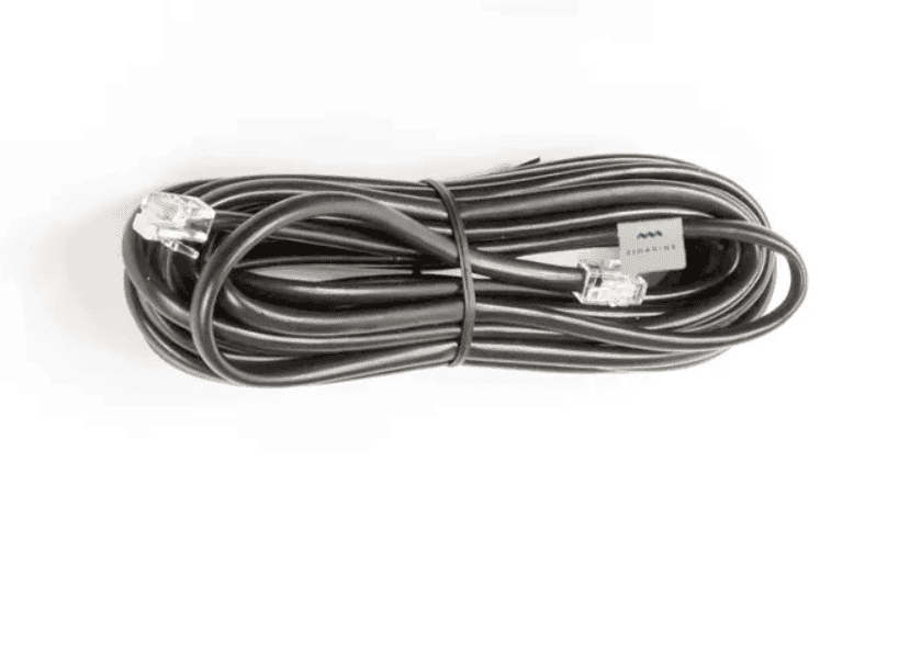 Coiled 8m Simarine data extension cable with modular connectors and brand label