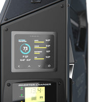 Close-up of Simarine PICO display showing battery state of charge and appliance power usage