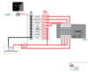Technical wiring diagram illustrating the connection of an SCQ25 shunt between a switch panel and various DC loads