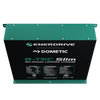 Top angled view of the slimline lithium battery showing integrated mounting flanges