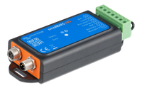 Angled view highlighting the circular BMS ports on the orange end panel