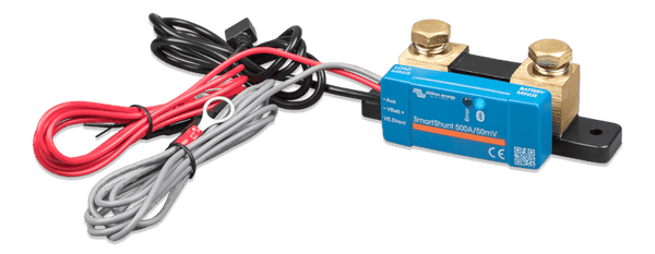 Battery monitor shunt with fused power cables and auxiliary monitoring wires