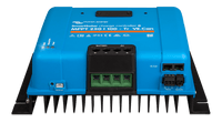 Front view of the SmartSolar controller connection area highlighting the terminal layout