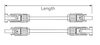 Technical schematic of twin solar cable detailing length and male female MC4 connector orientation