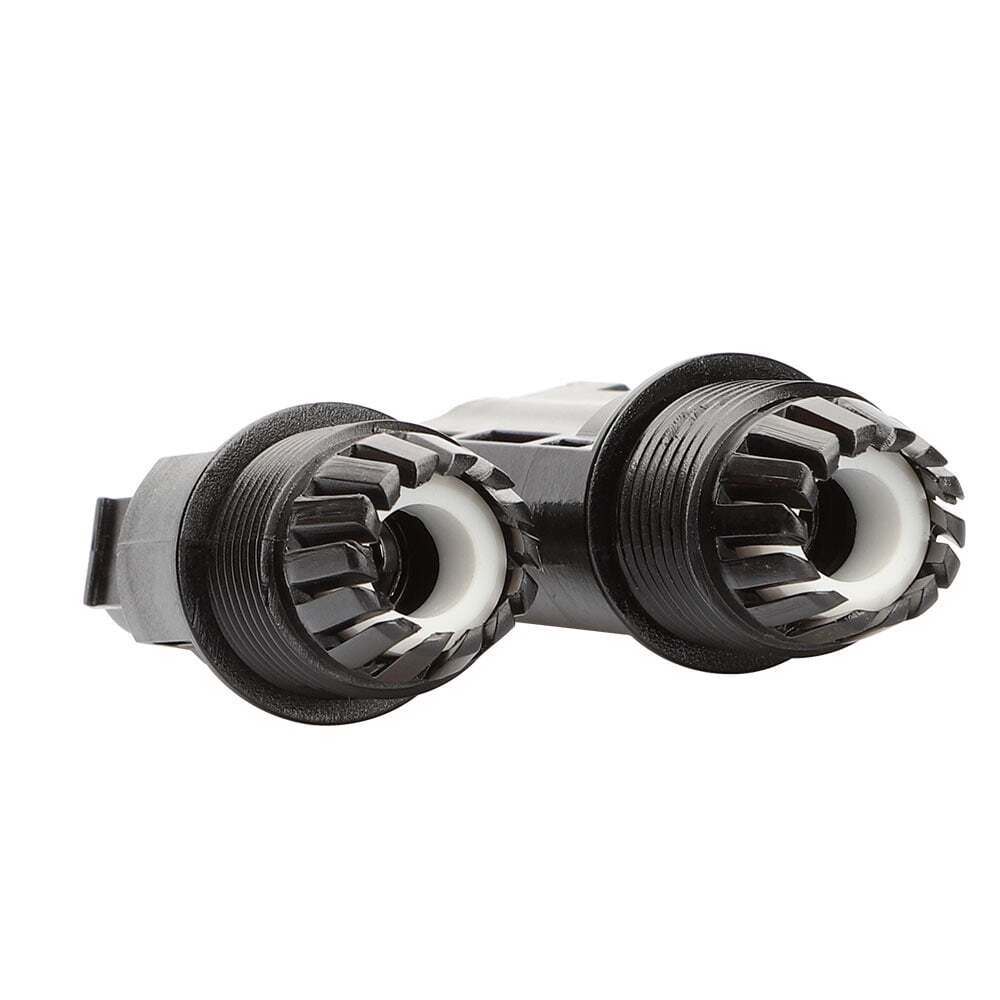 Rear view of solar connector cable glands showing internal locking teeth