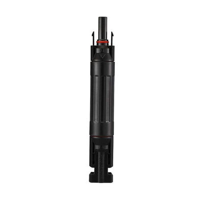 Front profile of cylindrical solar fuse holder showing ribbed grip and snap-in locks
