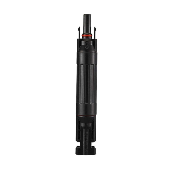 Front profile of cylindrical solar fuse holder showing ribbed grip and snap-in locks