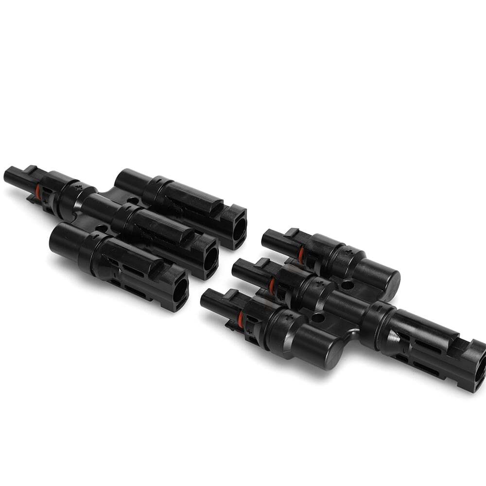 Side profile of solar branch connectors showing the connector depth and housing structure