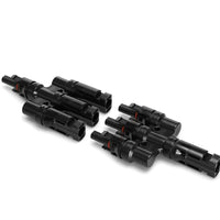Side profile of solar branch connectors showing the connector depth and housing structure